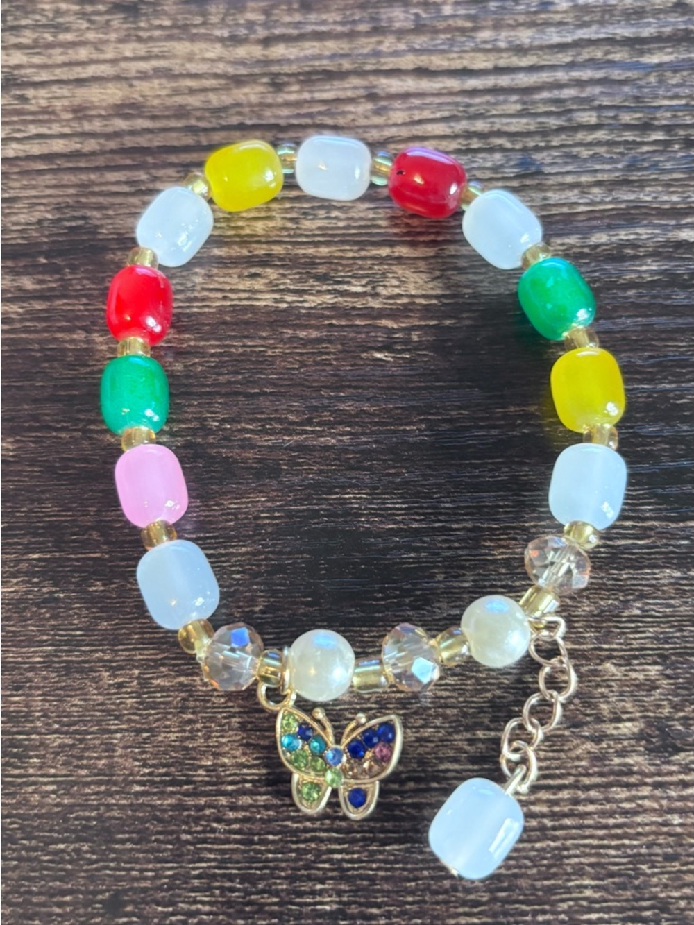 Colorful Beaded Butterfly Charm Bracelet‎